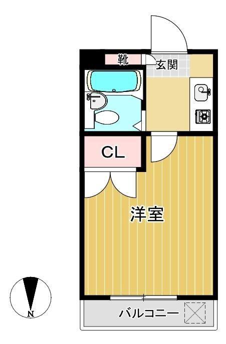 シャルマン谷塚南(1K/3階)の間取り写真