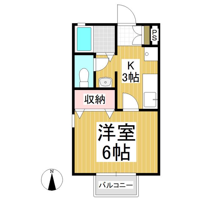 セジュール・セゾン(1K/2階)の間取り写真