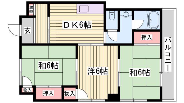 第2藤本ビル(3DK/3階)の間取り写真