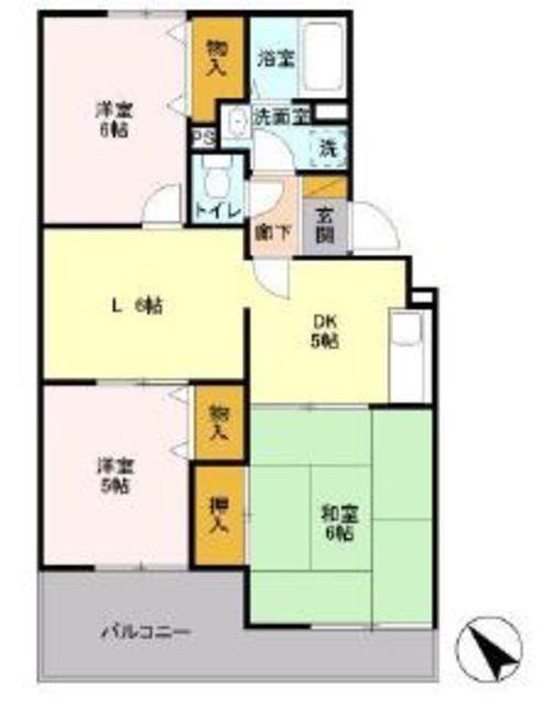 ヴァンベール富士美(3LDK/3階)の間取り写真