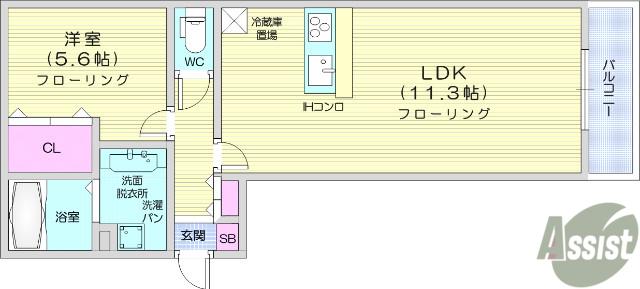 オリエント荒井西(1LDK/2階)の間取り写真