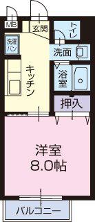 サプリング上山田B(1K/1階)の間取り写真
