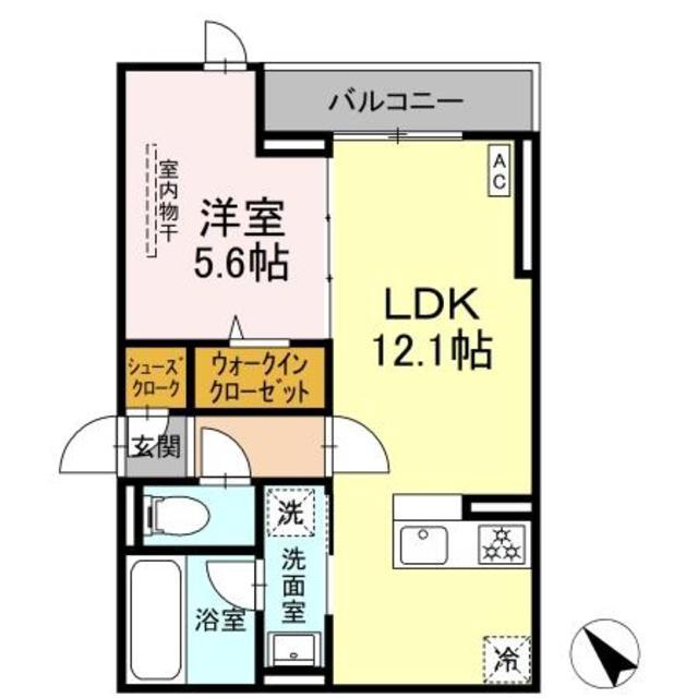 D PAINA 登戸II(1LDK/3階)の間取り写真