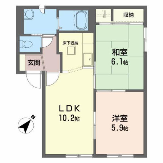 サンリバーC(2LDK/1階)の間取り写真