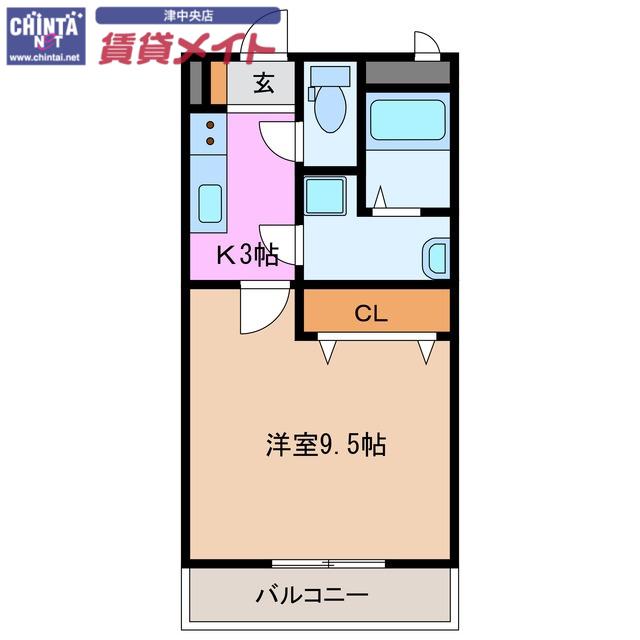 メゾンモンマルトル2(1K/1階)の間取り写真