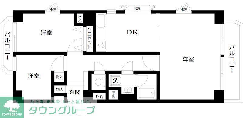 プラザ麻布(3DK/9階)の間取り写真