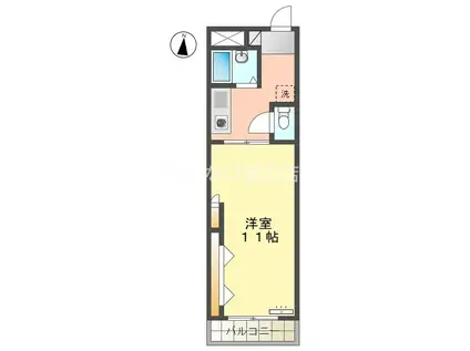 グランビュー太平(1K/4階)の間取り写真