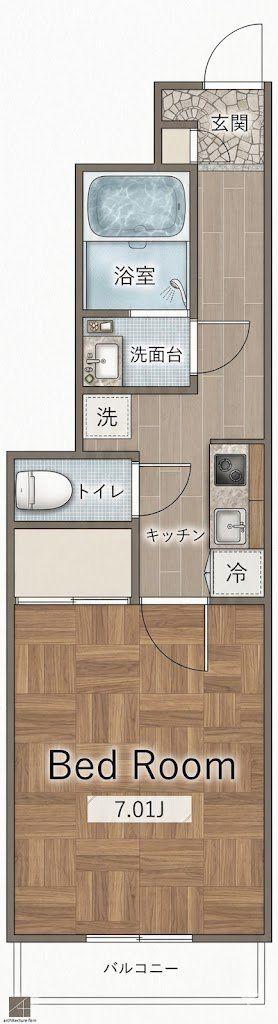 リブリ・坂下II(1K/1階)の間取り写真