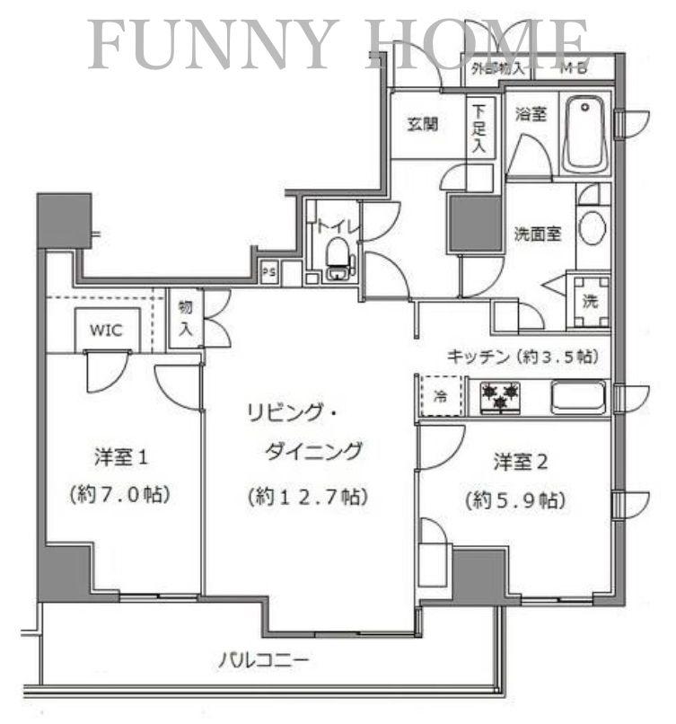 ソプラタワー(2LDK/7階)の間取り写真
