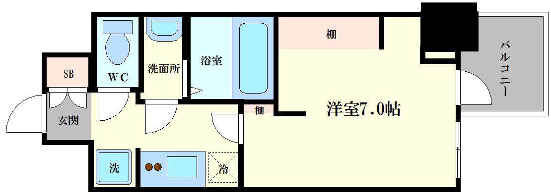 WORVE大阪本町(1K/6階)の間取り写真