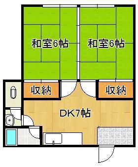 メゾン丸町(2DK/3階)の間取り写真