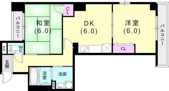 ハイムYEBISU(1LDK/4階)の間取り写真
