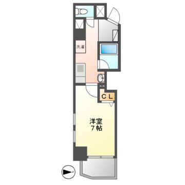 ベレーサ名駅ウエスト(1K/4階)の間取り写真
