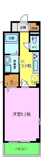 ユーヴェS3(1K/2階)の間取り写真