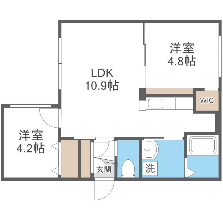 オルセーフラット西町南(2LDK/3階)の間取り写真