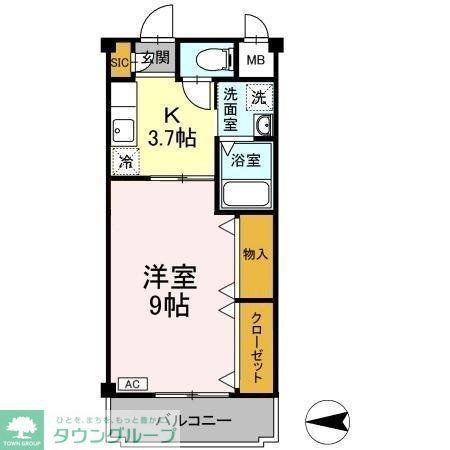 エトワール本陣(1K/3階)の間取り写真