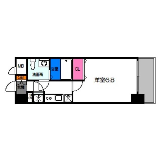 レジュールアッシュ大阪城NORD(1K/7階)の間取り写真