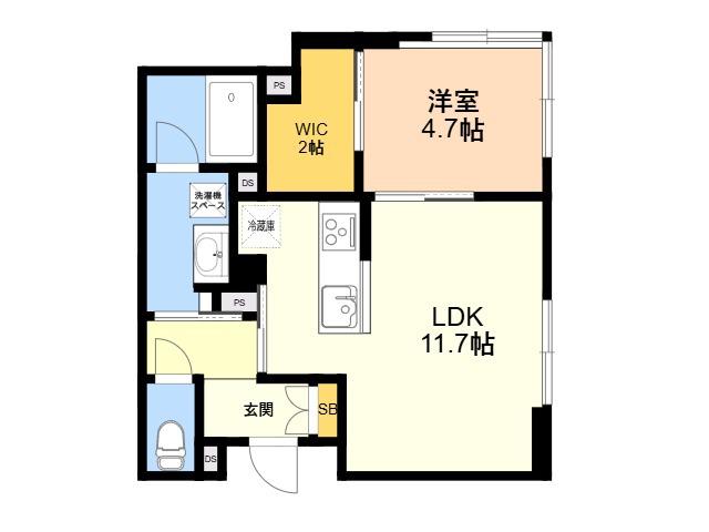 プレミアス大濠西(1LDK/3階)の間取り写真
