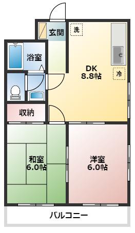 メゾンドポレポレ(2DK/3階)の間取り写真