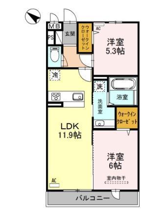 CRESCENTE経堂 壱番館(2LDK/3階)の間取り写真