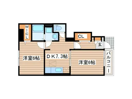 プラシードA(2DK/1階)の間取り写真