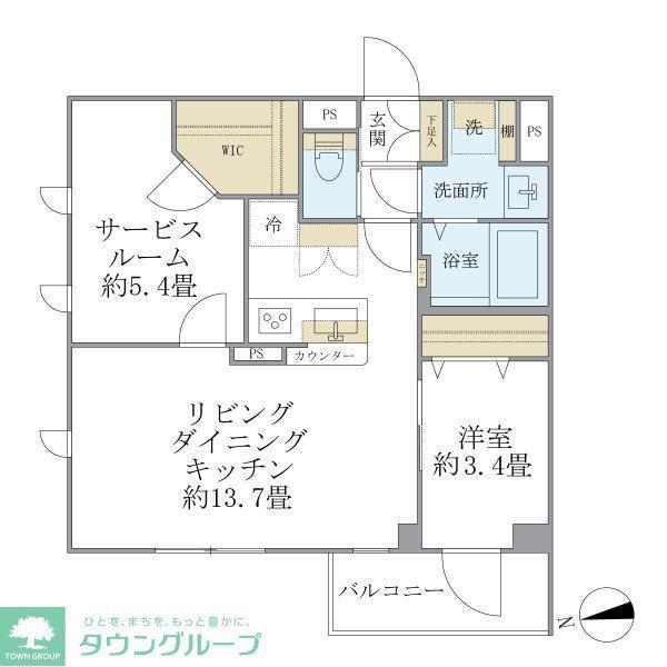 LA PERLA 桜新町(1SLDK/4階)の間取り写真