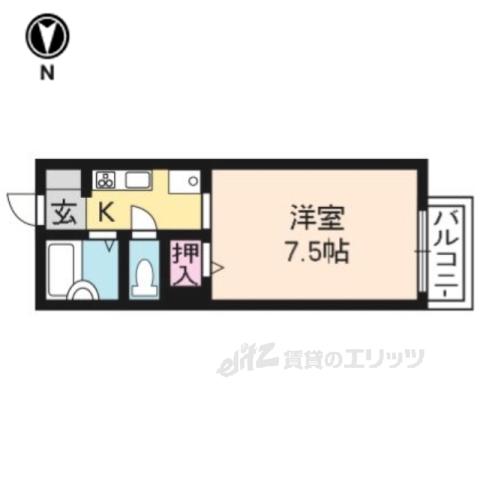 パルティール S棟(1K/1階)の間取り写真