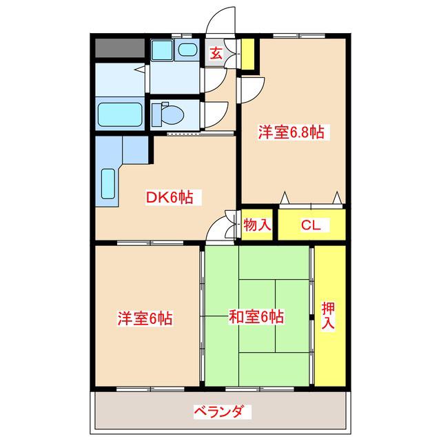 サンフィール串木野(3DK/1階)の間取り写真