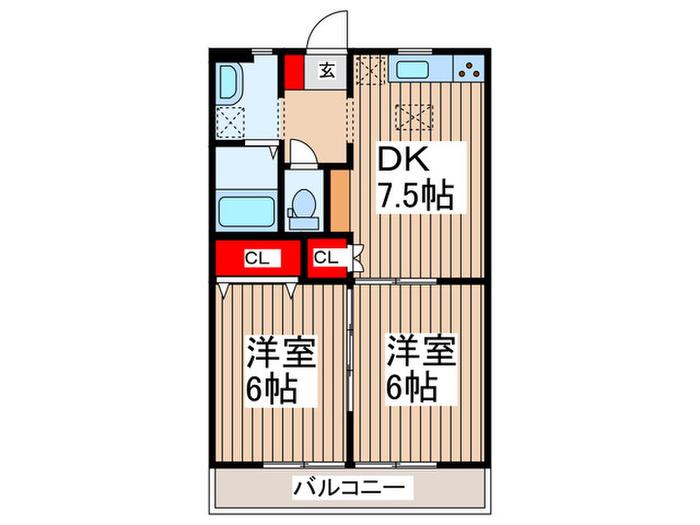 サン・エースII(2DK/1階)の間取り写真