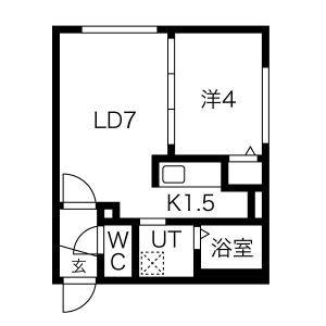 ラフィーネ栄町(1LDK/2階)の間取り写真