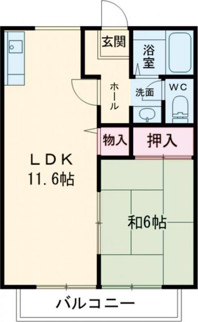 ハイツコンフォートI(1LDK/2階)の間取り写真