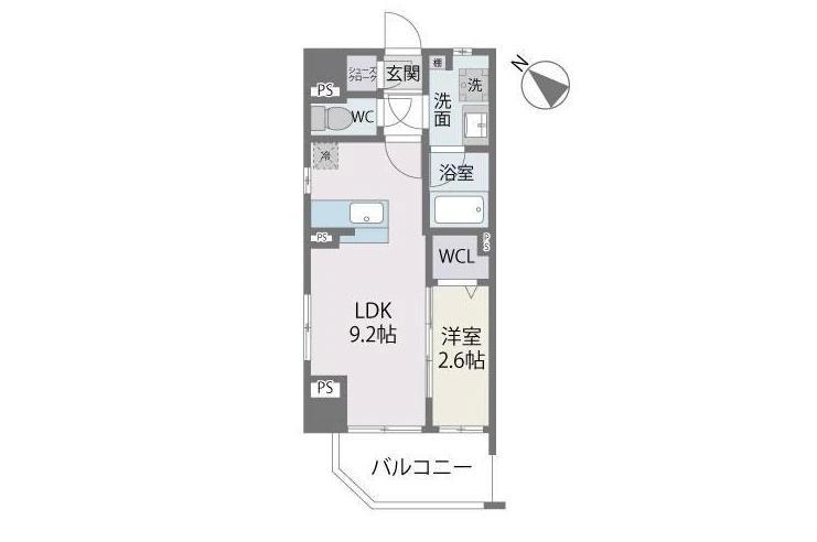 BLANCCIEL六本松(1LDK/4階)の間取り写真