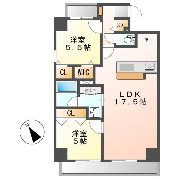 サンラモン本山III(2LDK/3階)の間取り写真