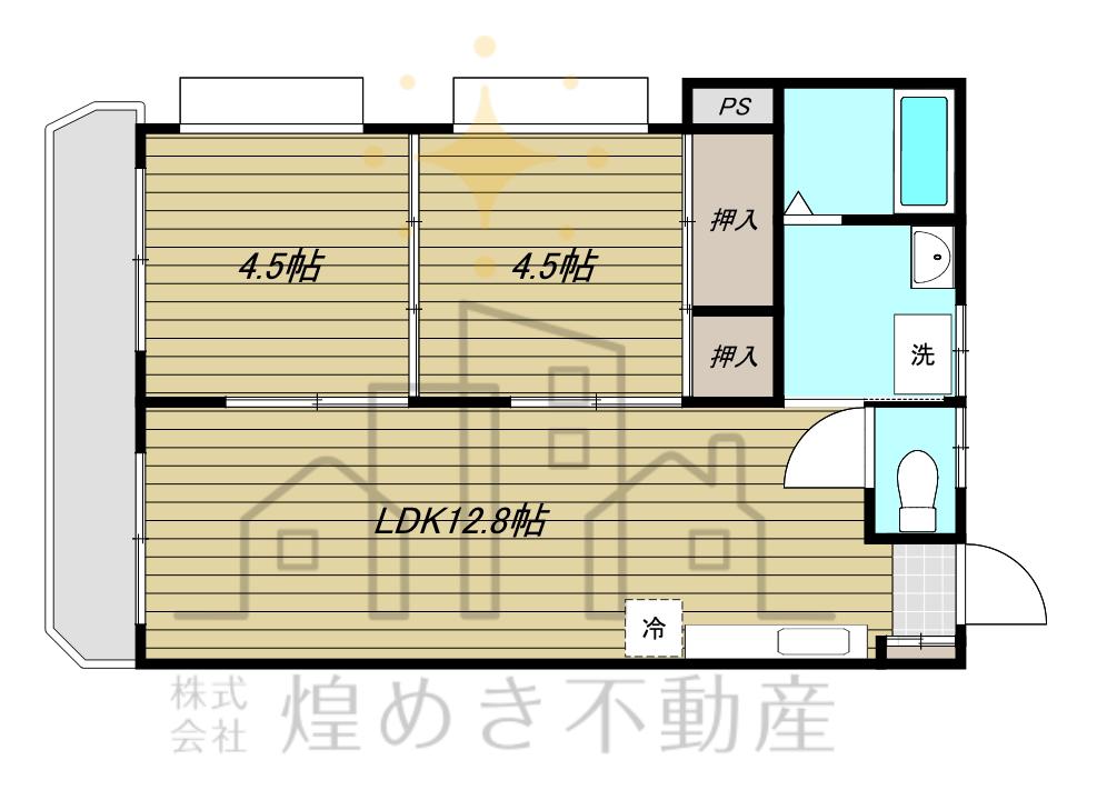 ハイツオハイオ(2LDK/2階)の間取り写真