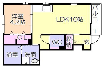 エーデルハイム国分 I(1LDK/1階)の間取り写真