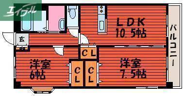 ベイシティー洲崎III(2LDK/3階)の間取り写真