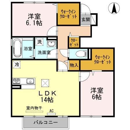 メゾン ソレイユ(2LDK/1階)の間取り写真