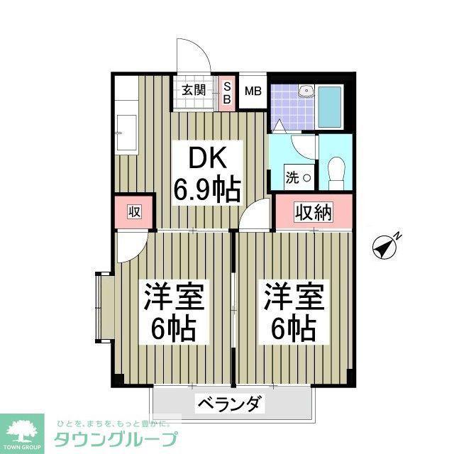 藤美ハイツ(2DK/2階)の間取り写真