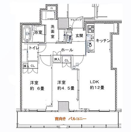 プラウドタワー安堂寺(1LDK/14階)の間取り写真