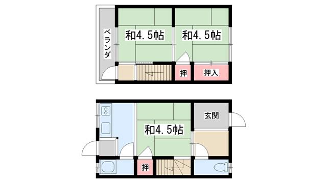鈴木アパート 西棟(3K/1階)の間取り写真