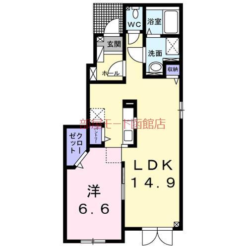 モデルノポテーレVI(1LDK/1階)の間取り写真