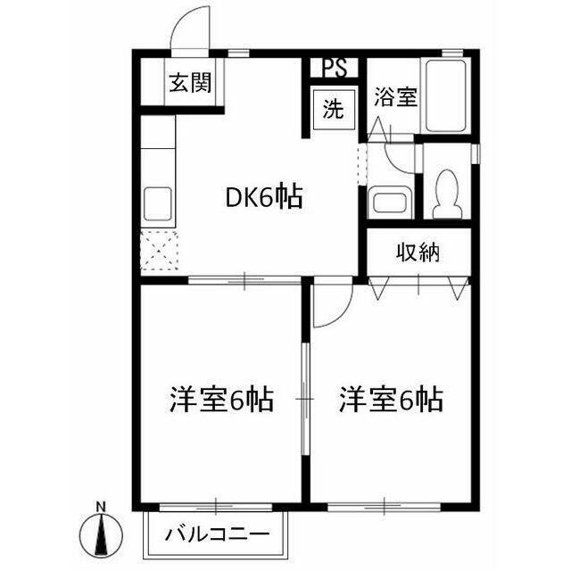 キャトルメゾン(2DK/2階)の間取り写真