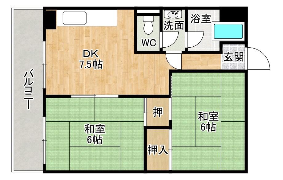 MDIマンション(2DK/5階)の間取り写真