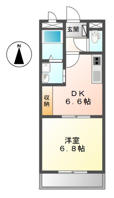 リヴィエール(1DK/2階)の間取り写真