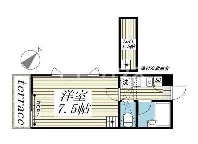 ジュネパレス市川第43(1K/1階)の間取り写真