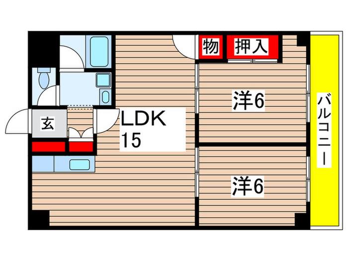 布施ビルI(2LDK/5階)の間取り写真