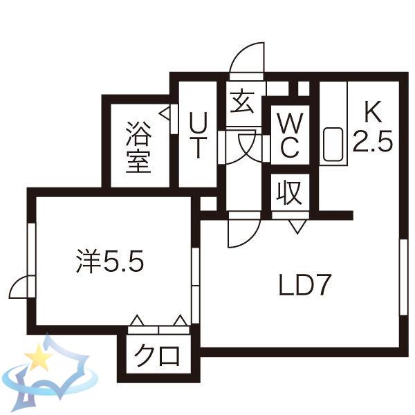 グランクレール(1LDK/2階)の間取り写真