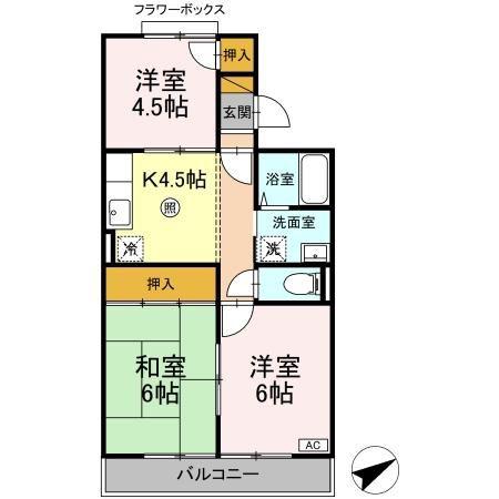 コーポラスクレイン(3K/3階)の間取り写真