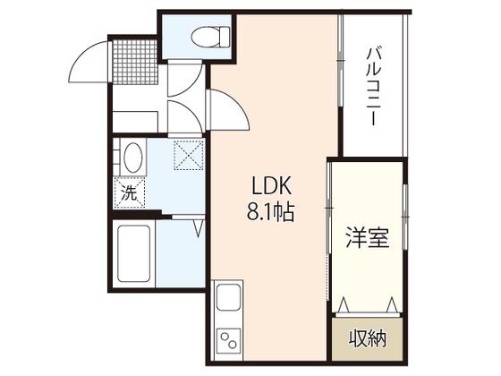 セブンプロート己斐西町II(1LDK/3階)の間取り写真
