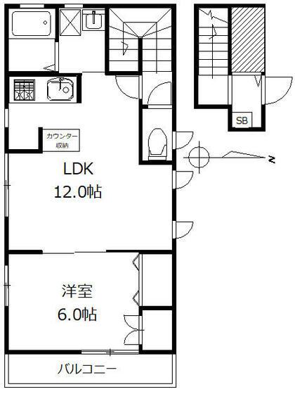 MAISON CHOUETTE(1LDK/2階)の間取り写真